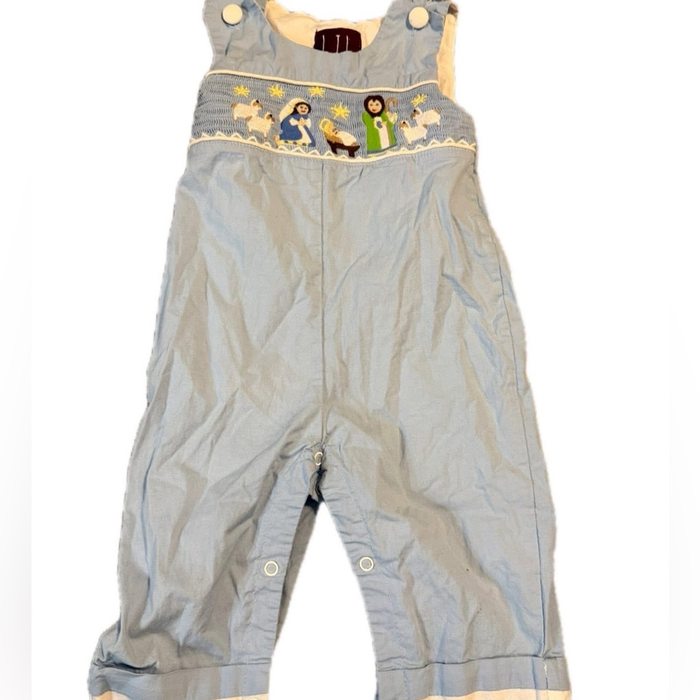 Lil cactus 6-12 Month Christmas nativity longall faux smocking